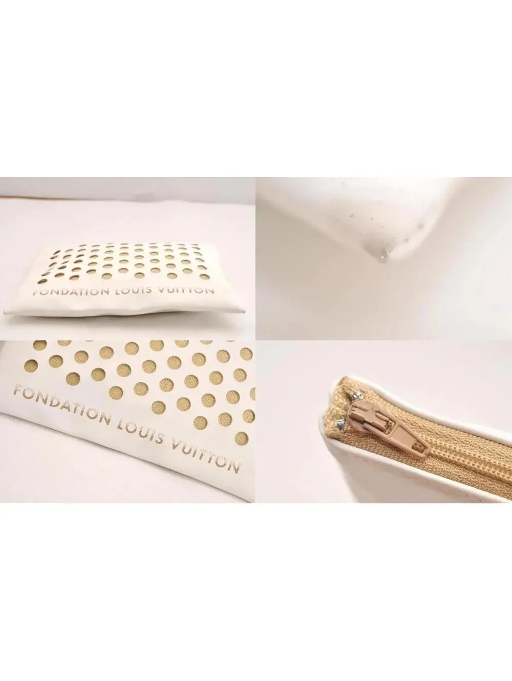 Authentic Louis Vuitton Fondation Exclusive Dots Pouch White Polyurethane